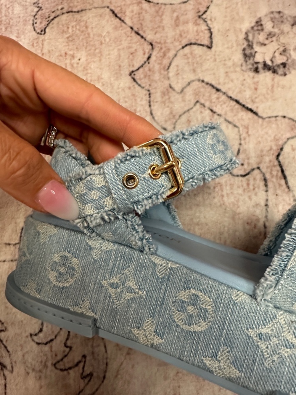 Size 38 100% authentic Louis Vuitton wedges denim - Picture 13 of 15